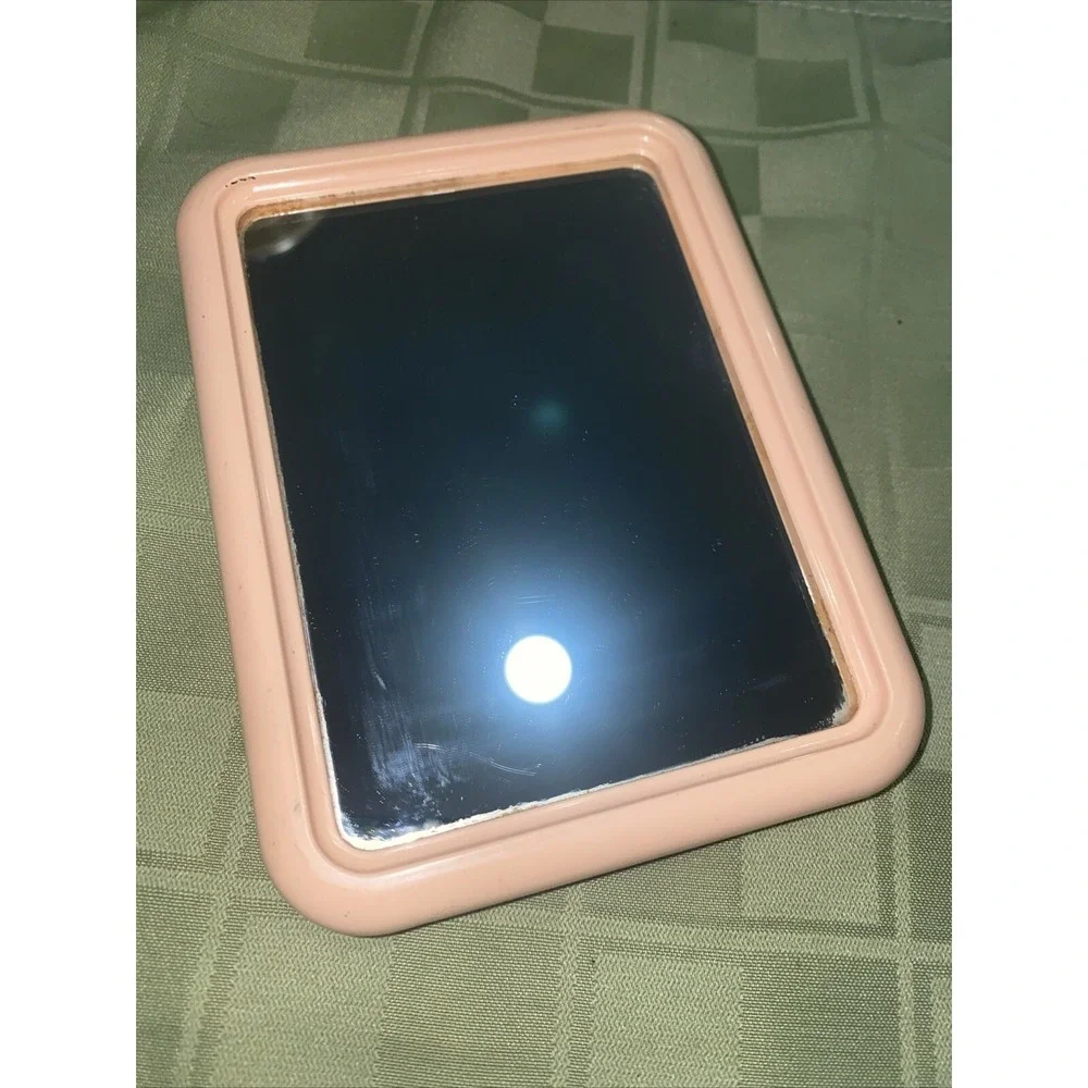 Vintage Goody Mirror Stand Up Vanity Rectangle USA Peach Pink
